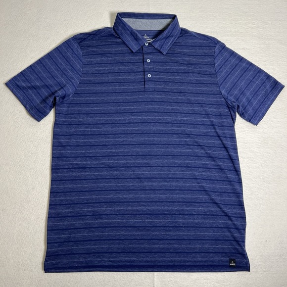 Prana Other - PrAna Polo Shirt Men's Heathered Blue‎ Striped Breathe Size Large